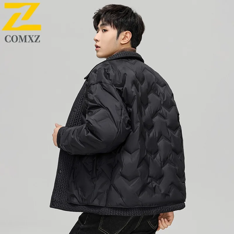 COMXZ Cotton Padded Jacket Versatile Loose Casual Lightweight Travel Padding Coat Snowy Minimalist Padded Jacket Men's Clothing
