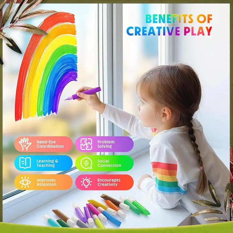 

New-48 Pcs Suncatcher Paint Pens For Kids Stained Glass Window Art Paint Pens Suncatcher Paint Crafts Sets For Kids