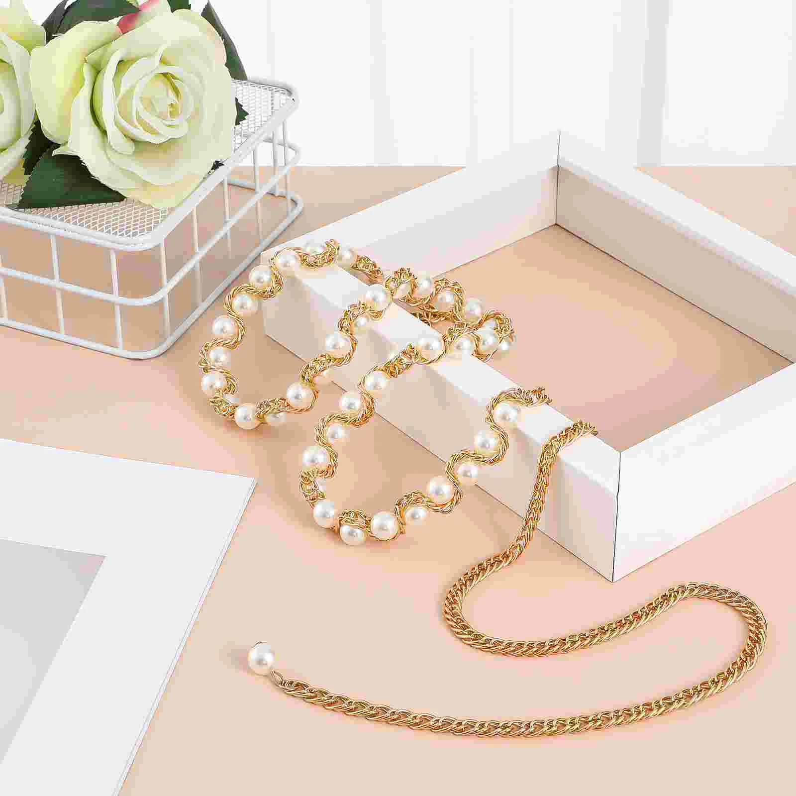 Women Dress Belt Accessories Pearls Waist Chains Jewelry for Belts