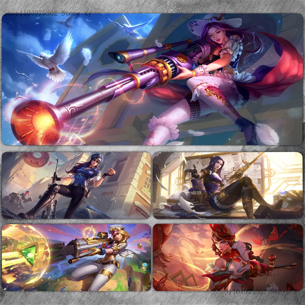 Game League Of Legends Caitlyn Anime Mousepad Desk Pad Gaming Accessories Prime Gaming XXL Keyboard Pad Stitched Pad