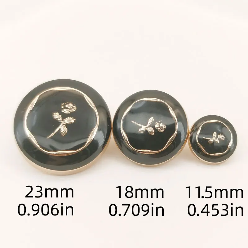 10 Stück 11,5/18/23 mm runde Metallknöpfe mit glattem Blumenmuster für Hemd, Mantel, Premium-Kleidungszubehör, Ersatzknopf – Detail 1