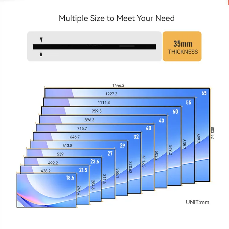 Big Size 65inch Wall Mounted Hanging Hd Wireless Wifi Lcd Digital Signage Advertising Video Display Screen For Store Promotion