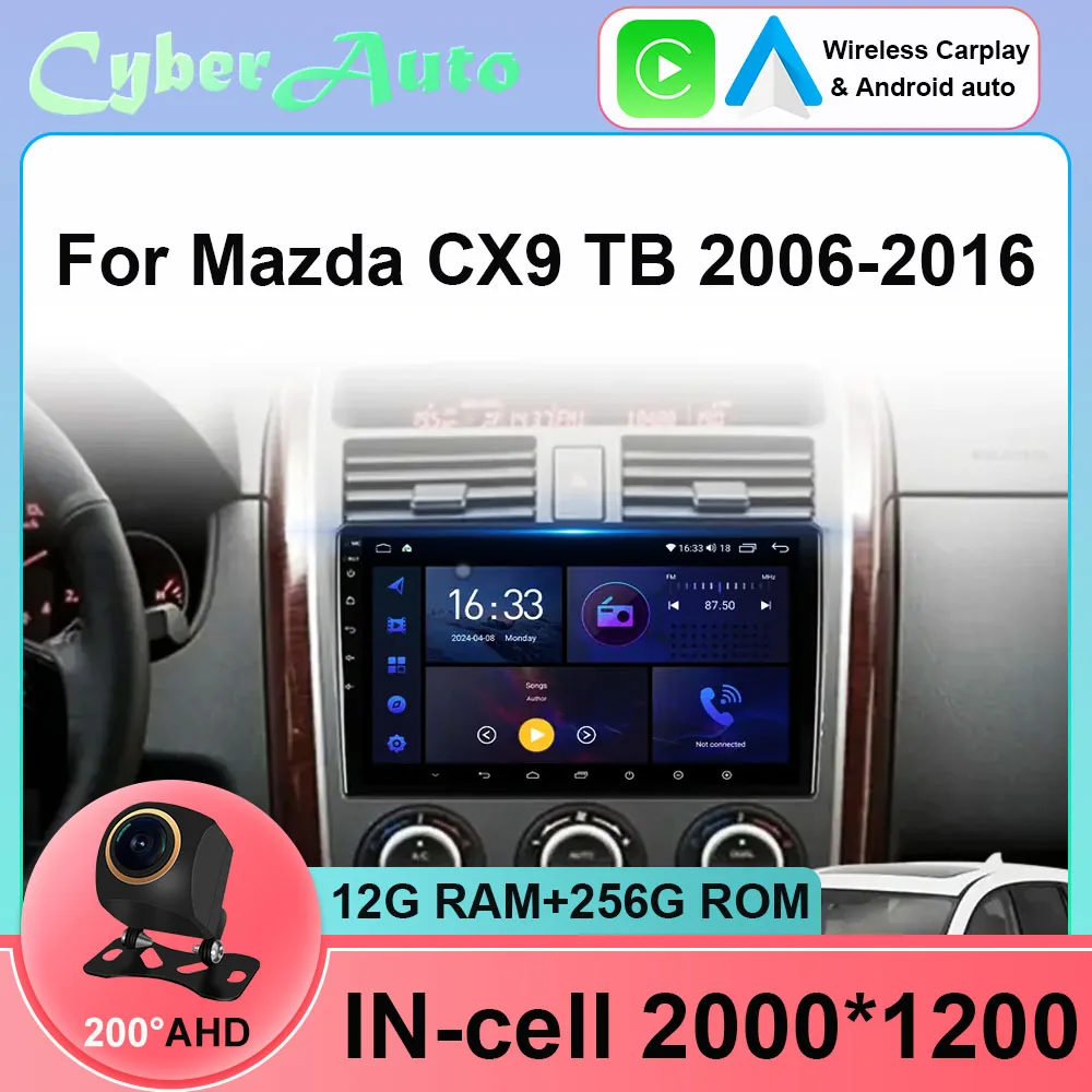    10 'Android 15 Radio de coche Carplay Auto para Mazda CX9 CX-9 TB 2006- 2009 2010 2016 reproductor Multimedia vídeo estéreo WIFI + 5G DSP