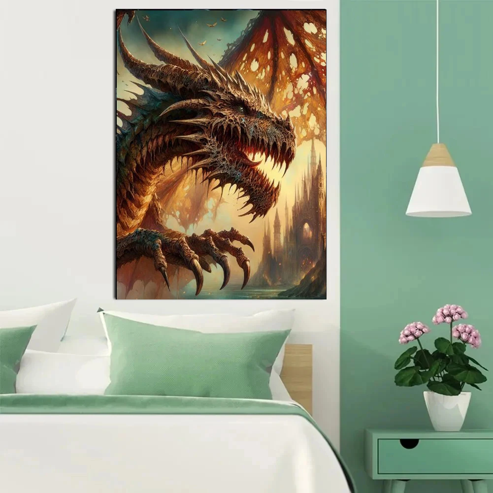 Fierce War Dragon DIY 5d Diamond Painting Cross Stitch New 2024 Abstract Fantasy Diamond Mosaic Embroidery For Home Decor Gift