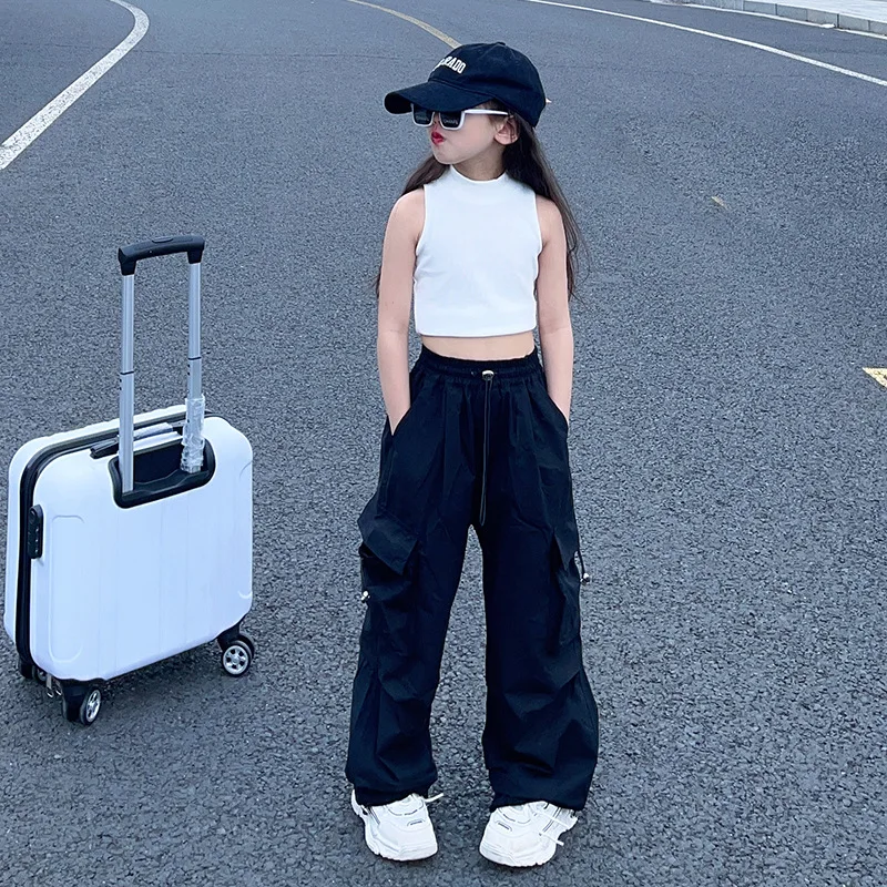 Mädchen Hosen Kinder Cargo hosen Sport Casual Hosen Mädchen Mode vielseitige Taschen Kleidung für Mädchen von 9 bis 12 Jahren