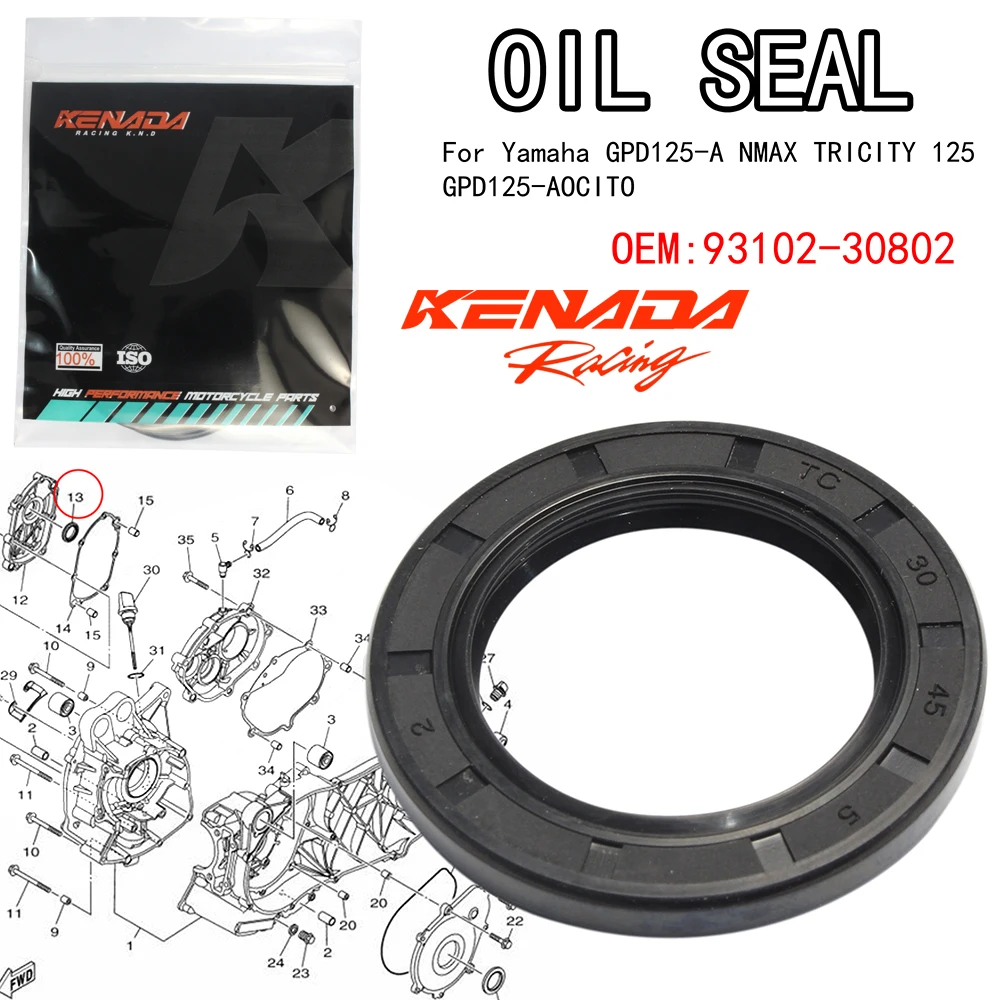 

For Yamaha GPD125-A NMAX TRICITY 125 GPD125-AOCITO Oil Seal Pulley 93102-30802