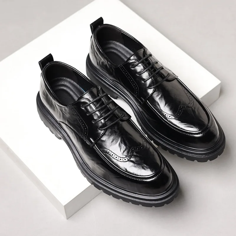 

Men's leather shoes for casual business, versatile and comfortable British business formal wear, casual wedding dress shoes