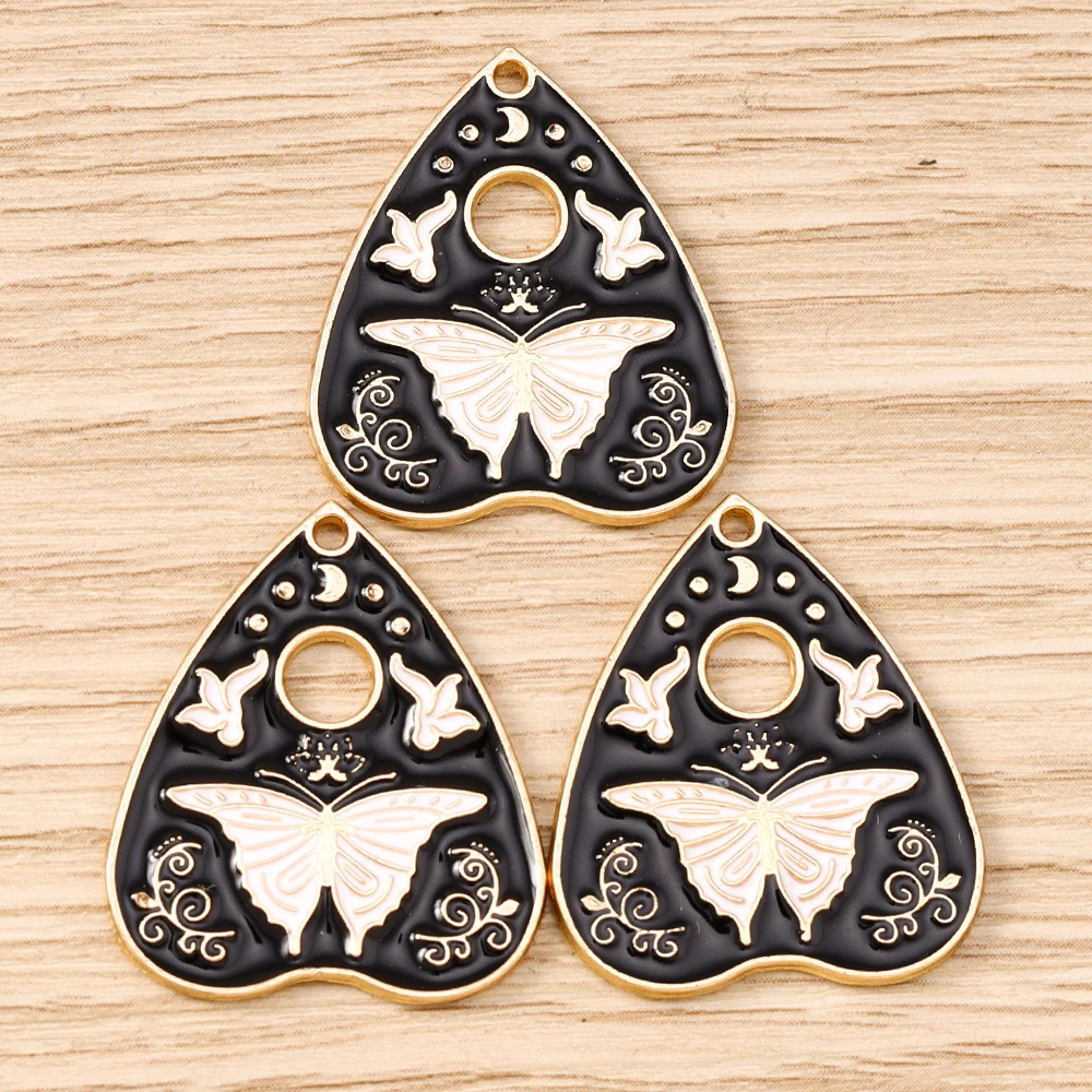 Tusember 10 Stück süße Emaille-Tarot-Karten-Charms für Schmuckherstellung, DIY, Todesschlange, Totenkopf, Herz-Anhänger, Halsketten, Armbänder, Basteln – Detail 9