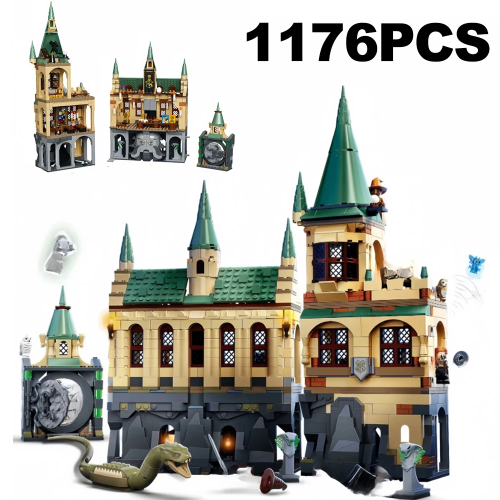 1176PCS Film Kammer Der Geheimnisse Bausteine Große Halle Schloss Modell Montieren Spielzeug Ziegel
