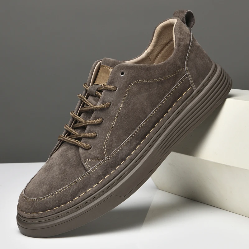 Męskie beżowe obuwie męskie z naturalnej skóry, antypoślizgowe, męskie buty do chodzenia Comfortabel Tenis Masculino, nowe obuwie na zewnątrz
