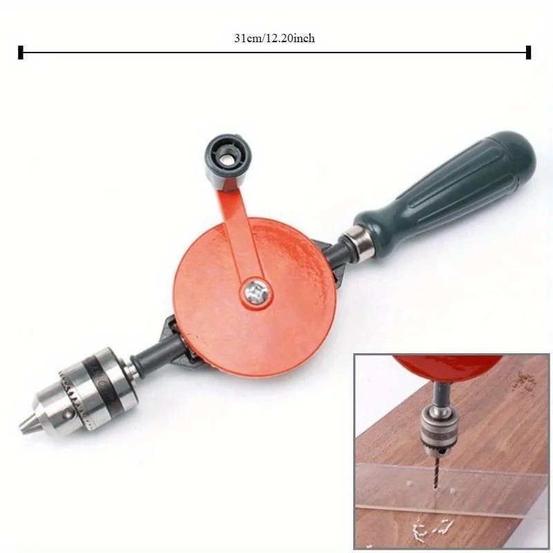 Hand Drill 1/4 Inch 3/8 Inch Double Pinions Crank Drill Hand Drilling Tool for Wood Plastic Acrylic Circuit Board Punching