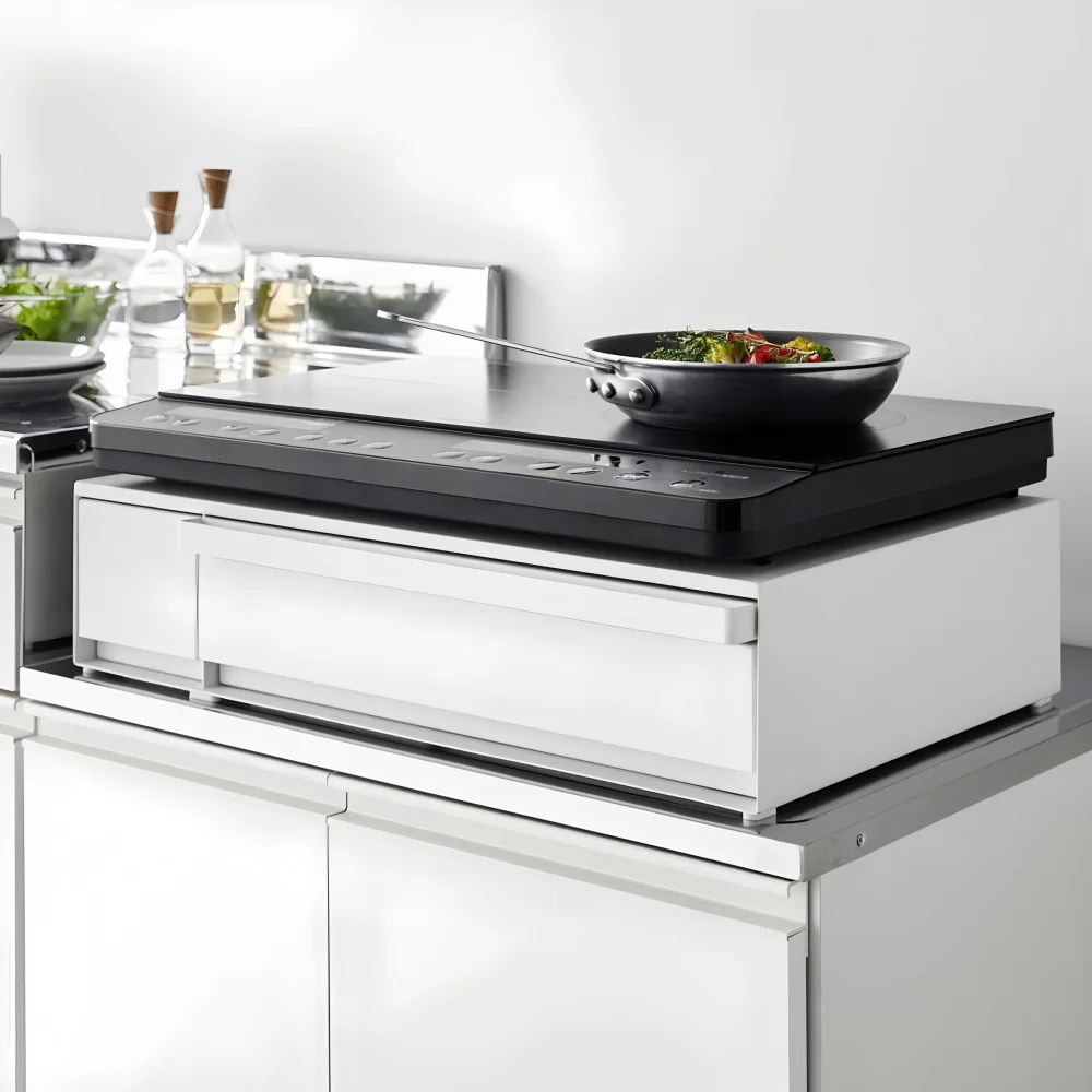 Kitchen Counter Pull Induction Cooker Storage Rack Drawer Cutlery Sorting Triple Layer Microwave Shelf Dish Rack