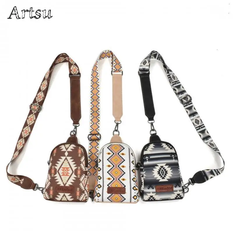 

Hot Selling Chest Bag Bohemian Ethnic Style European American Retro Zipper Canvas Crossbody Bag Versatile Outdoor Waist Bag