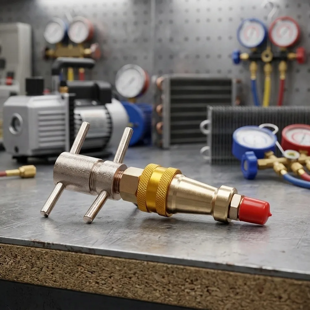 Quick Connect Fitting for Refrigeration Use Solder-Free Brass Design 125 74mm for Pressure Testing and Charging