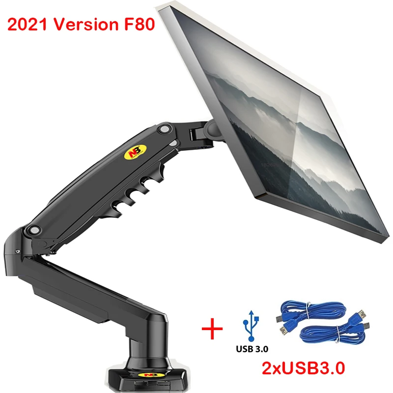 

F80 Gas Spring 17-30 inch Desktop LED LCD Monitor Mount Holder Arm Ergonomic Gas Strut Flexi Mount Load 2~9kgs