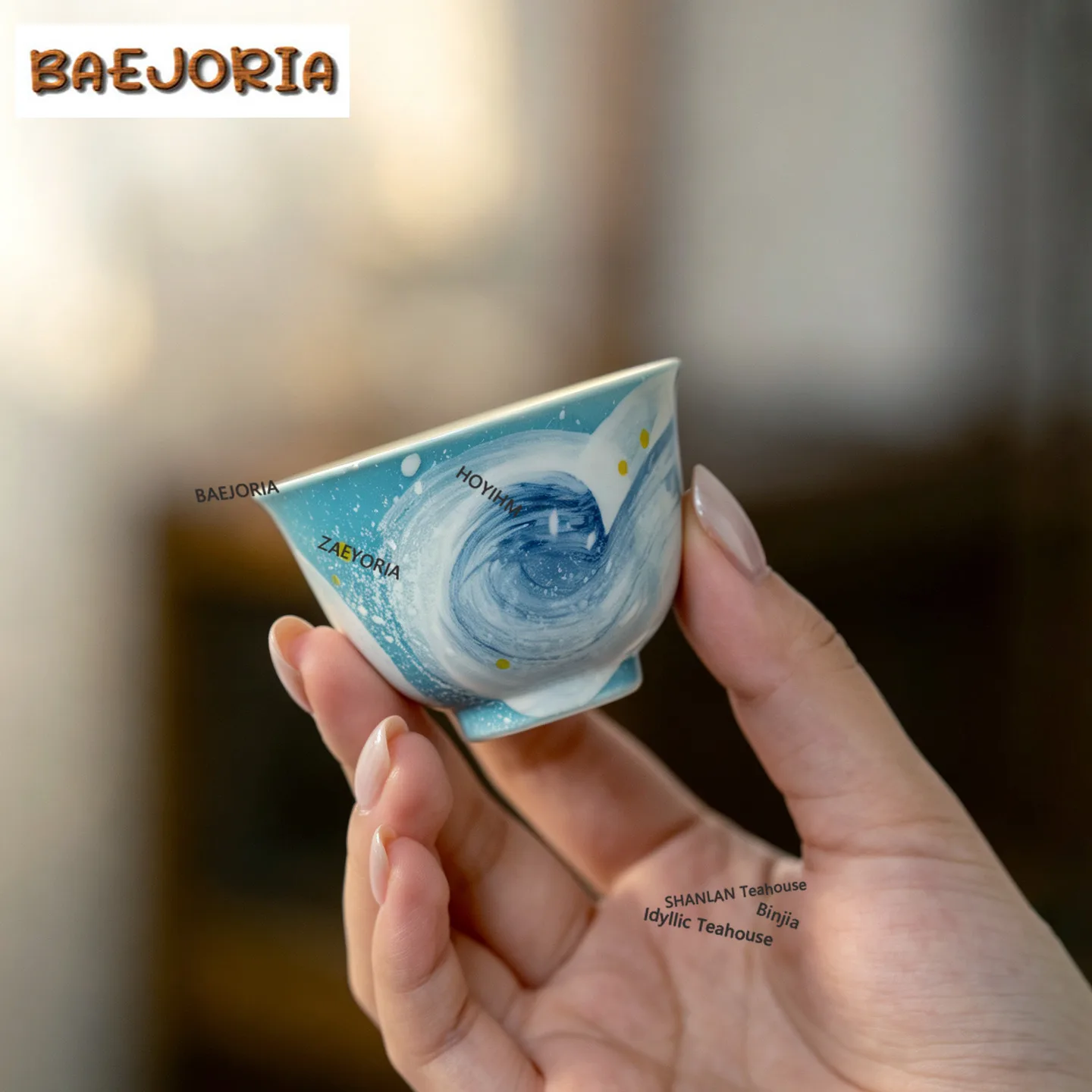 BAEJORIA 50ml Hand-painted Oil Painting Style Starry Sky Teacup Zen Tea Bowl Jug Tea-tasting Personal Cup Chazhan Master Cups