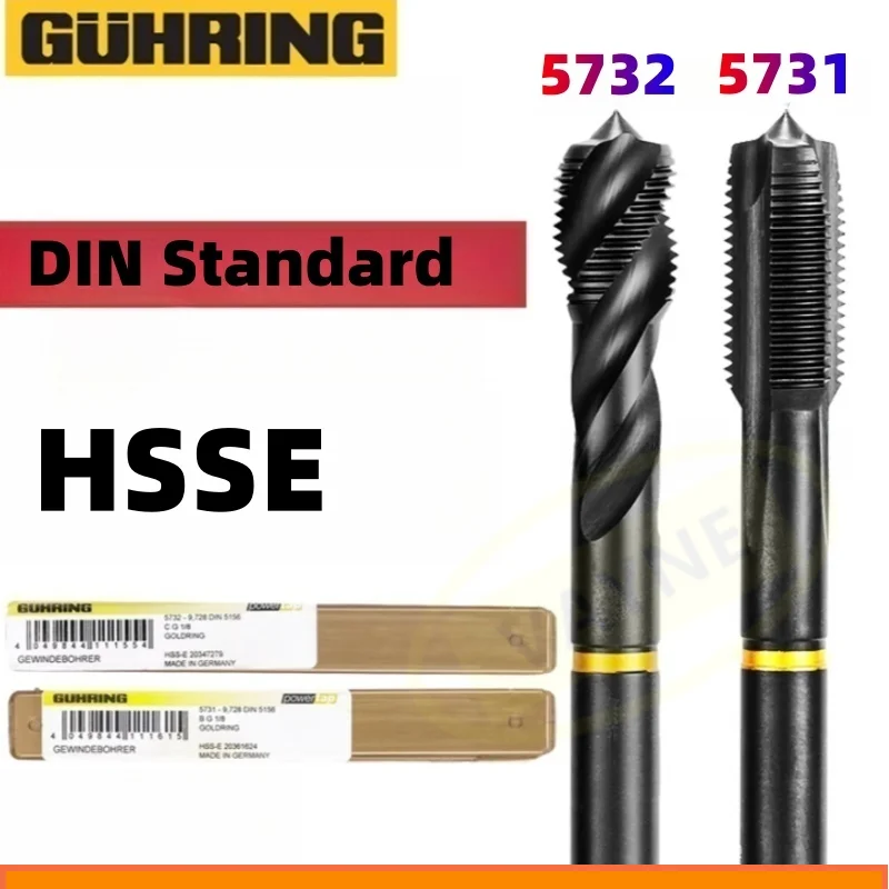 

1pcs German Original GUHRING HSSE DIN Standard Pipe Spiral Fluted Tap Pointed G 1/8 1/4 3/8 3/4 1/2 Machine Screw Thread Taps