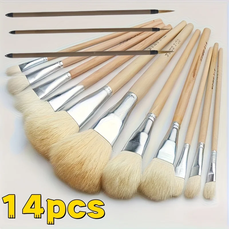 14-piece high-quality soft color painting S-pen, coloring brush, suitable for glue, glass, ceramic painting, traditional paintin