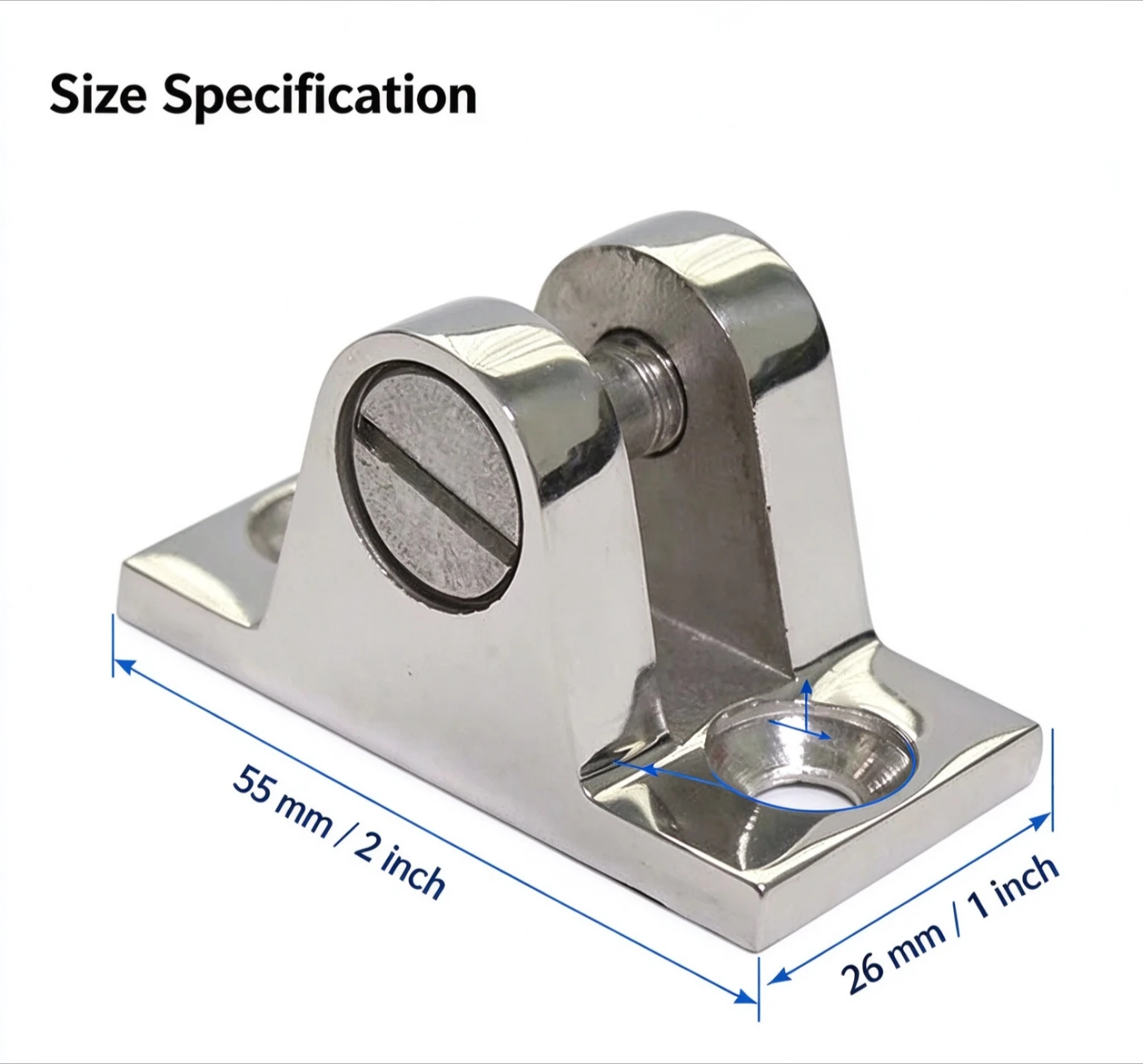 1Pcs 316 Stainless Steel 2x1 Inch 90 Degree Deck Hinge FIT FOR Bimini Top Boat Yacht Marine Hardware Fitting