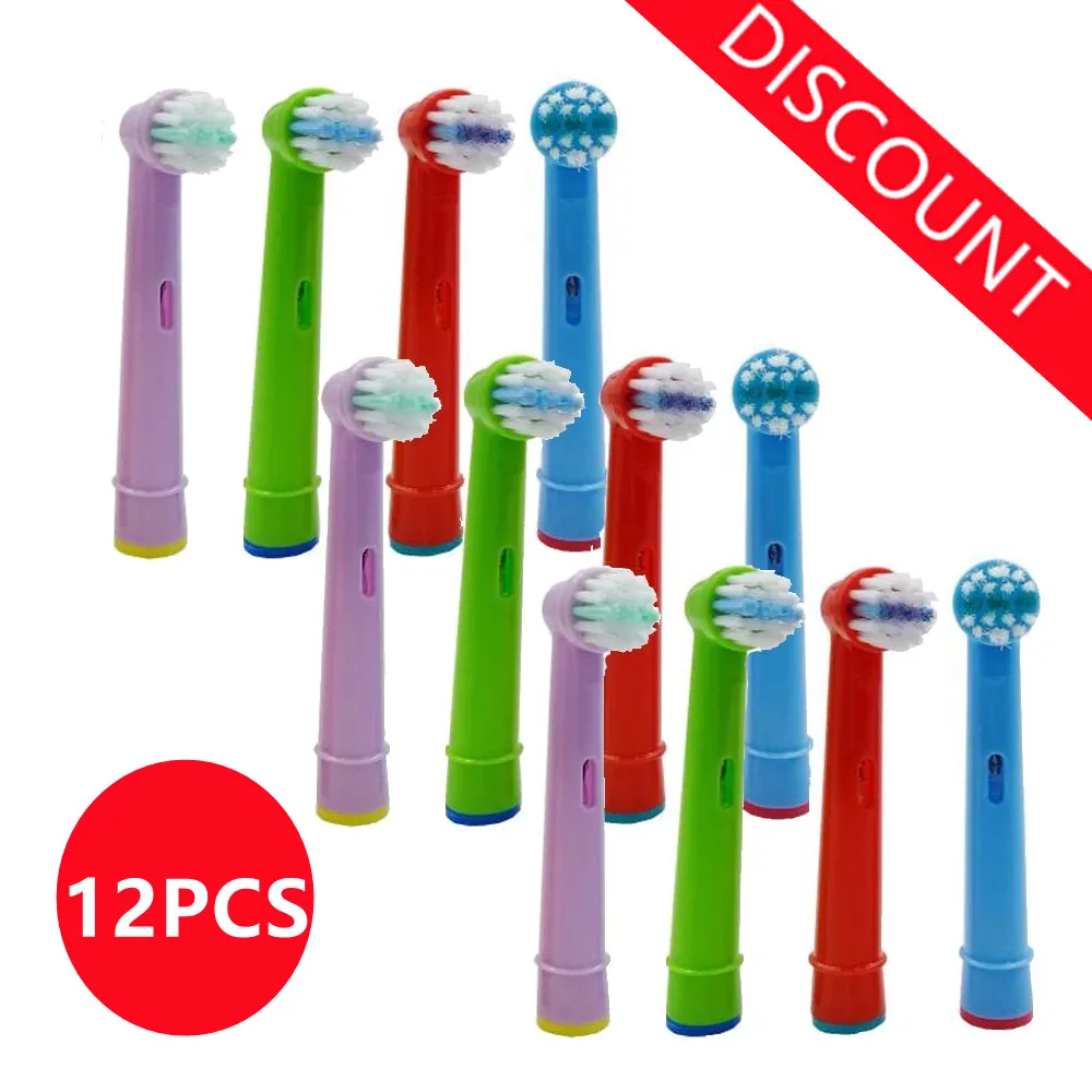 

12pcs Replacement Kids Children Tooth Brush Heads For Oral B EB-10A Pro-Health Stages Electric Toothbrush Oral Care, 3D Excel