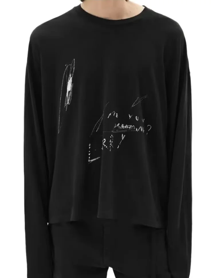 Ann Portrait Cursive Letter Print Ribbon Long Sleeve T-Shirt 26SS