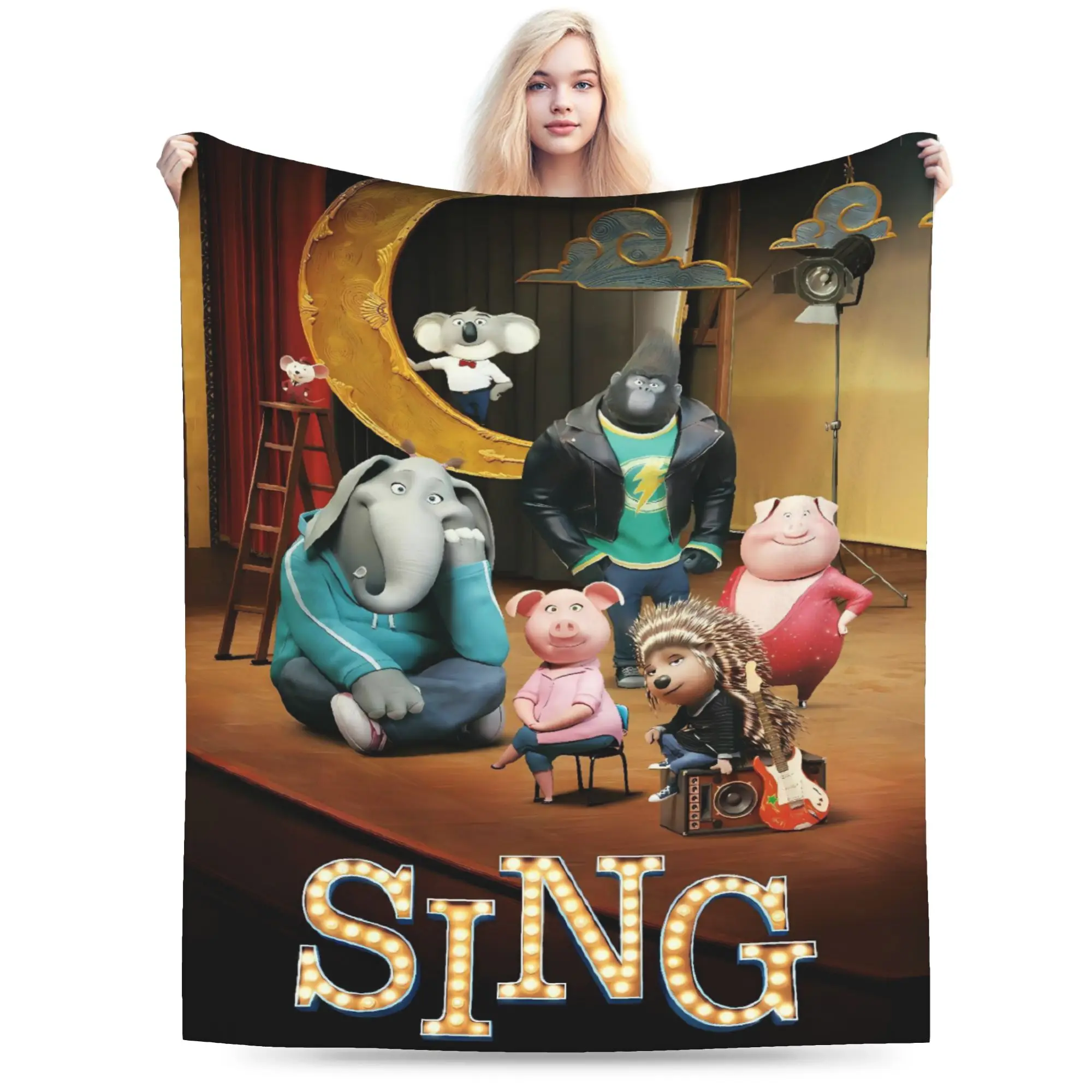 Sing Movie Characters Blankets Quality Soft  Throw Blanket Autumn Kids Couch Chair Sofa Bed Novelty Bedspread