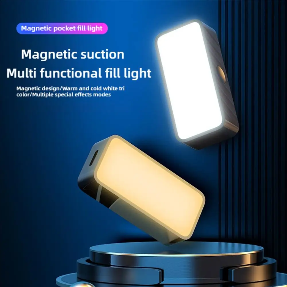 Mini Magnetic Fill Light 3-color For Outdoor Live Broadcast, Mobile Phone Photography Multi-function Portable Pocket Light