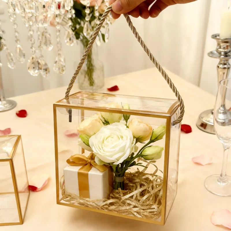 10 PVC Plastic Large Gift Boxes With Handles And a Laminated Design, Perfect For Christmas, Weddings, Birthdays And Parties.