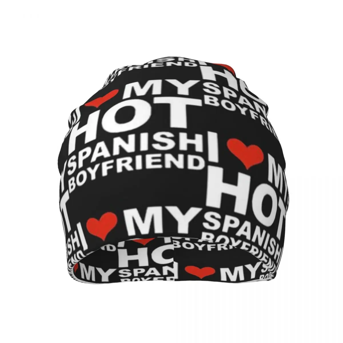 I Love My Hot Spanish Boyfriend Men and women Pullover Cap Valentine's Day Gift Beanies Hat For Men And Women Print Bonnet Hats