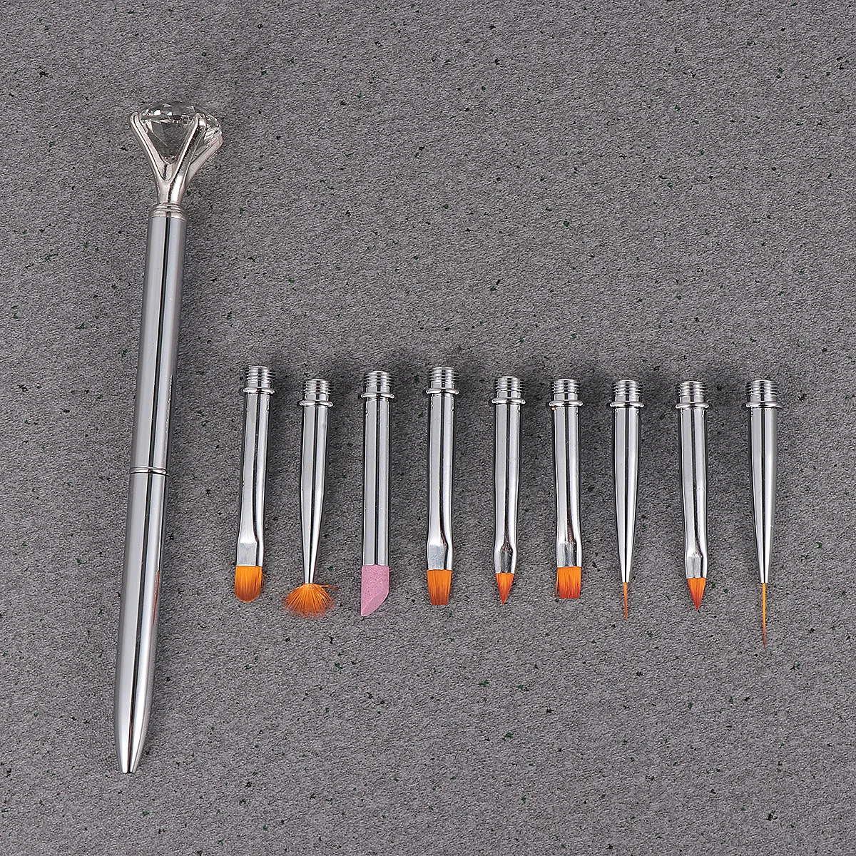 

1 комплект сменных кистей для дизайна ногтей, набор профессиональных ручек для рисования ногтей, ручка для маникюра, инструмент для украшения ногтей «сделай сам» (серебро)