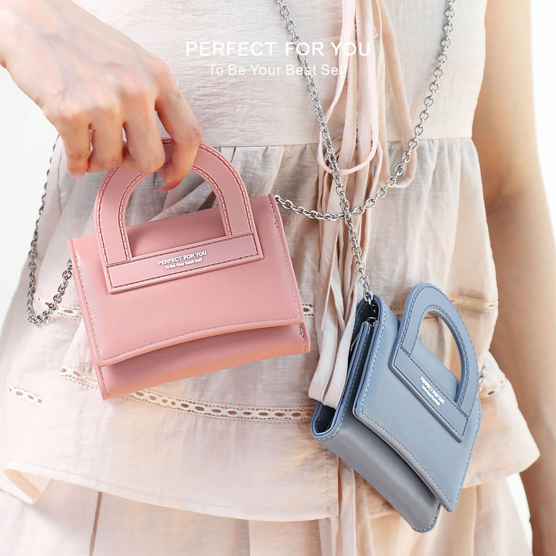 

2 шт., новый простой модный кошелек, женская сумка, креативный нишевый креативный кошелек, дизайнерская сумка через плечо с цепочкой, встроенная