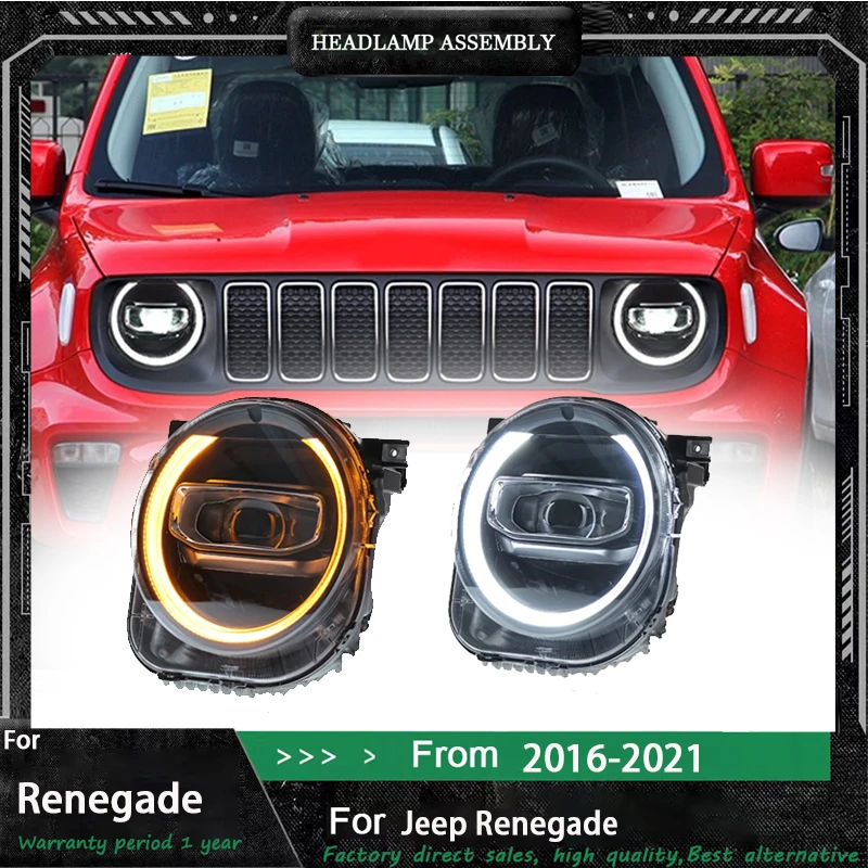 

Suitable for 2016-2021 Jeep Penegade headlight assembly retrofit new high quality LED lens day running lights
