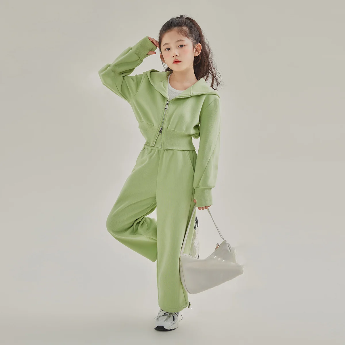 

Baby Girls Sport Set Autumn Zipper Hooded Coat+Elastic Waist Sweatpant Children Girls Sets Long Sleeves Kids Girls Two-piece Set