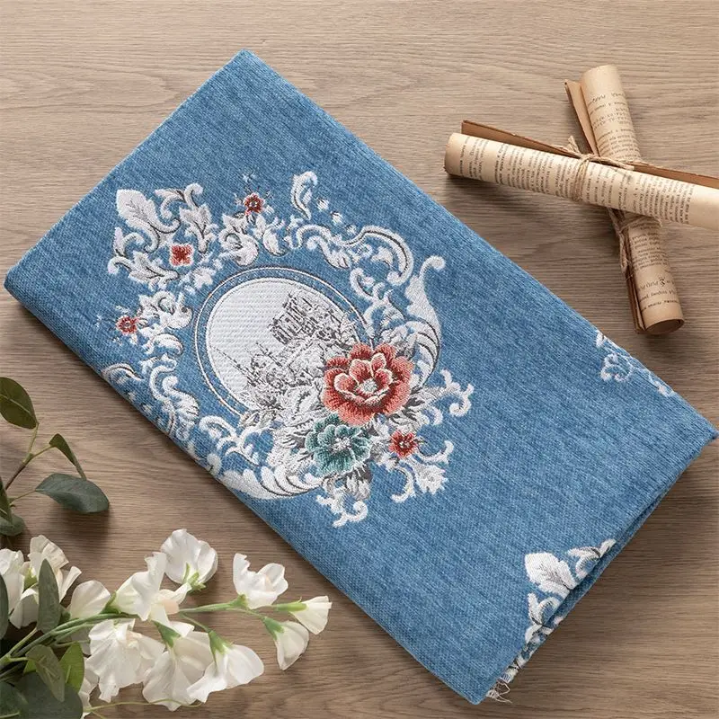 النمط الأوروبي الشنيل النسيج الجاكار زهرة بالمتر ل مفرش المائدة الستار أريكة غطاء الوسادة Diy بها بنفسك الخياطة القماش سميكة الأحمر