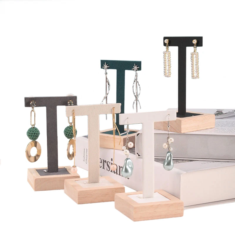 

Wood Base Earring Display Stand Earrings Holder Rack Storage