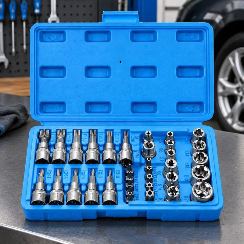 34-Piece Torx and Star Socket Kit with Male & Female Bits, 1/4