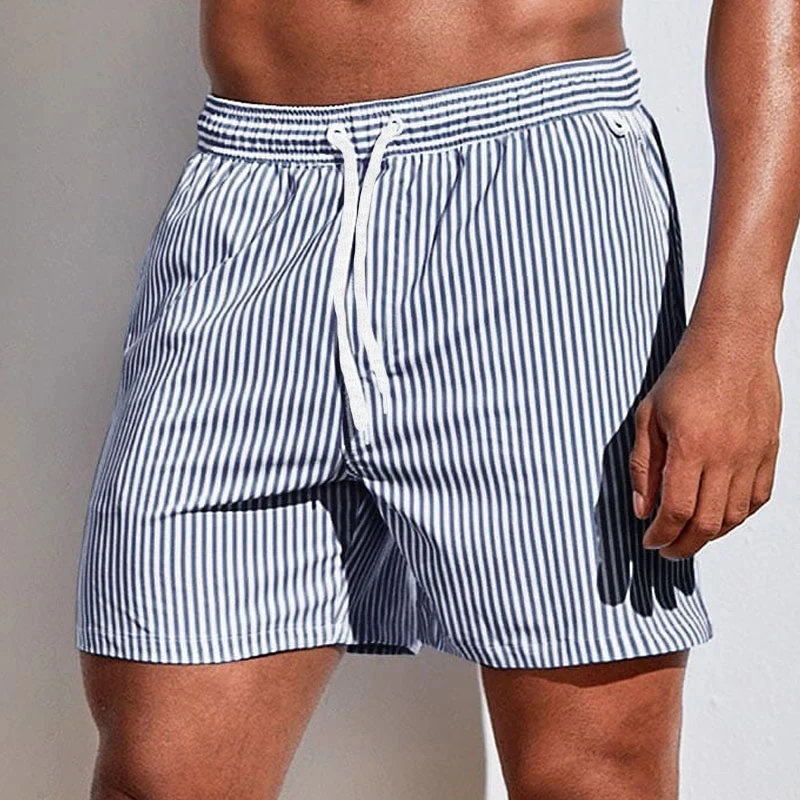 Simple Vertical Stripes Pattern Short Pants For Men Summer Casual Daily Wear 3D Printed Beach Shorts Loose Vacation Swim Trunks