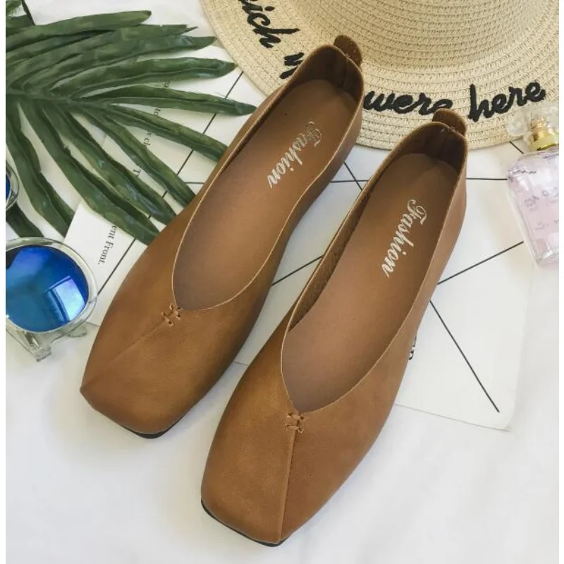 Women Ballet Flats Shoes PU Leather Slip on Ladies Shallow Moccasins Casual Shoes Female Summer Loafer Shoes Women 2024