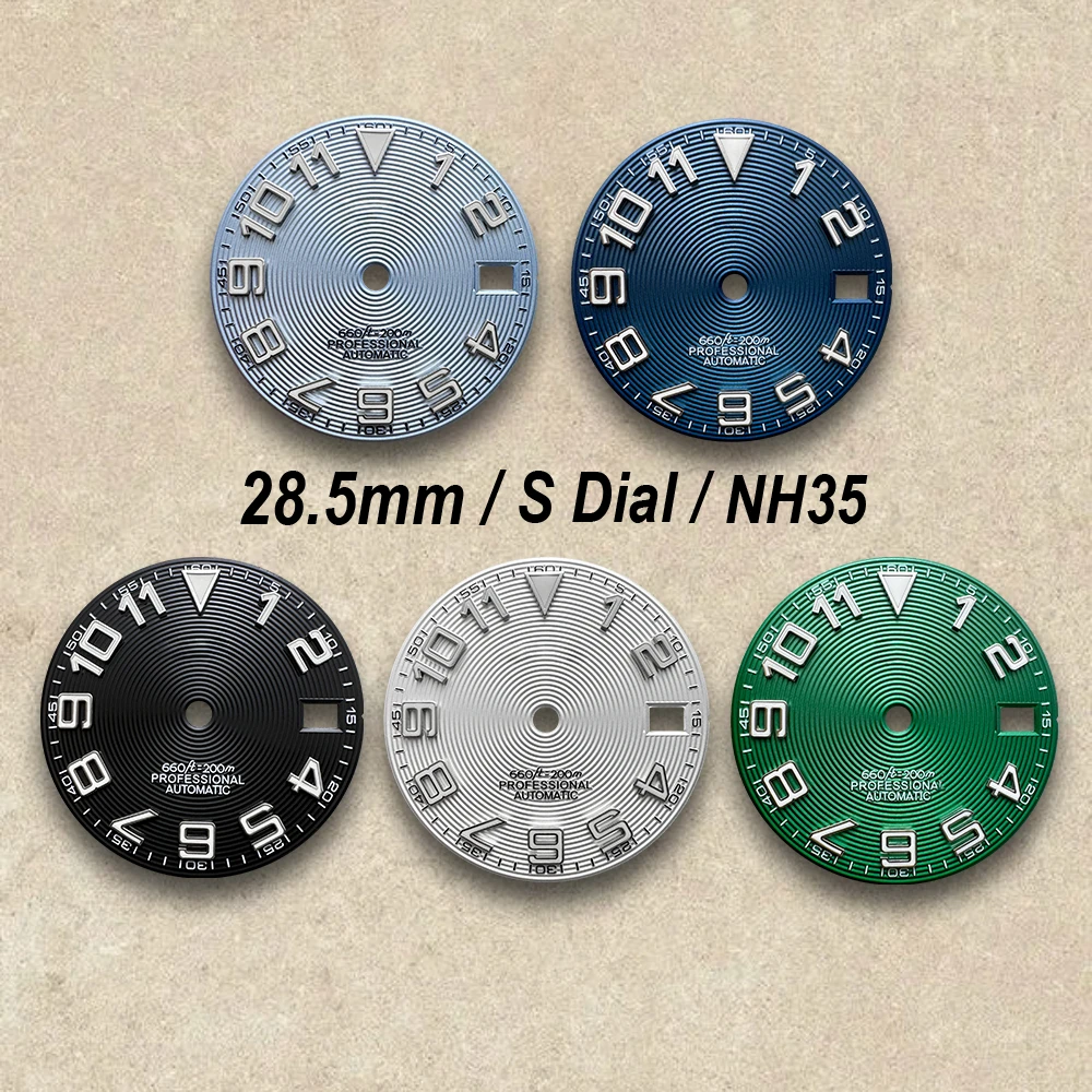 

28.5mm S Logo Dial Fit NH35/NH36 Movement Green Luminous Diving High-Quality Watch Modification Accessories