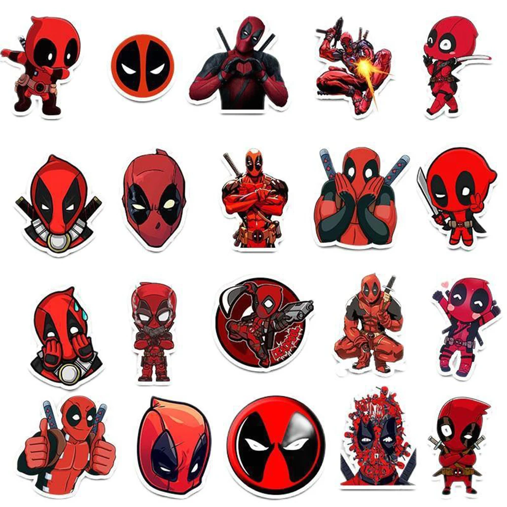 10/35PCS Marvel Superhero Deadpool Stickers Cool Graffiti Wall Decals DIY Skateboard Motorcycle Phone Laptop Car Bike Kids Toys