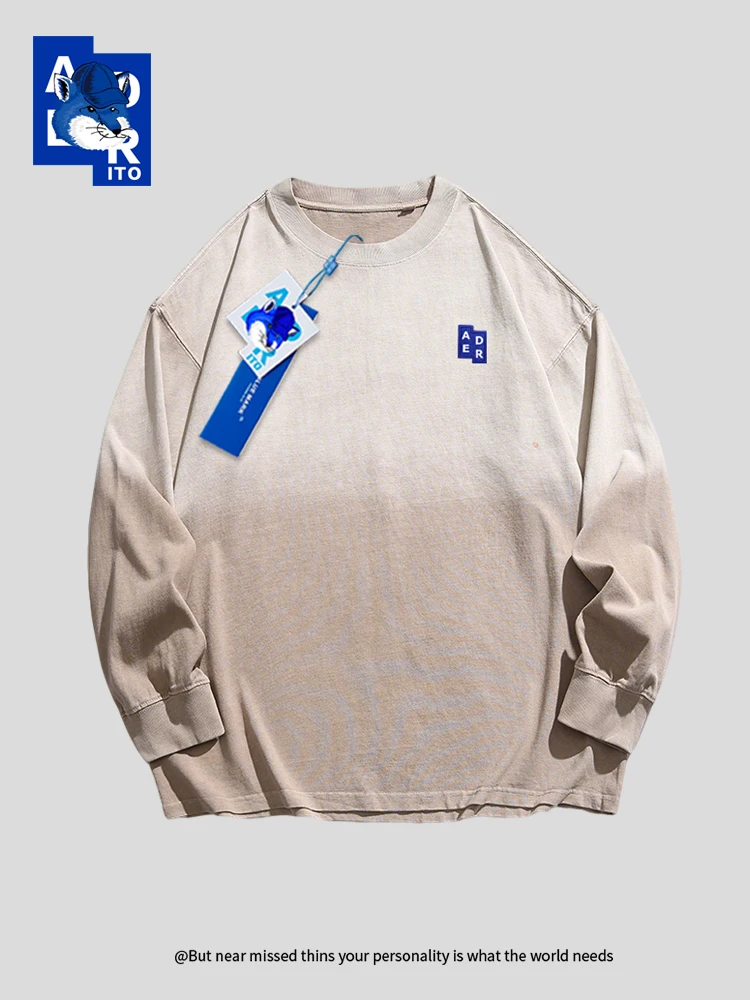 تي شيرت رجالي عصري بأكمام طويلة متدرجة الألوان، قميص فضفاض غير رسمي كطبقة أساسية للأزواج، مناسب للربيع والخريف، مريح عند الار... #2