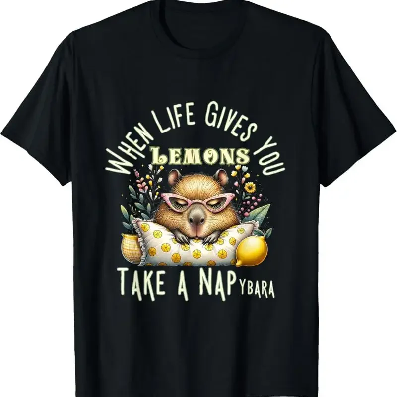 Funny Capybara When Life Gives You Lemons Take A Nap T Shirt
