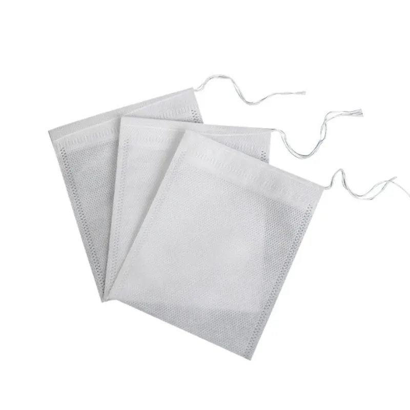 100Pcs 5x7/6x8/7x9/8x10/10x12/15x20cm Food Grade Non Woven Tea Bag Spice Filter Bag Drawstring Disposable Tea Bags