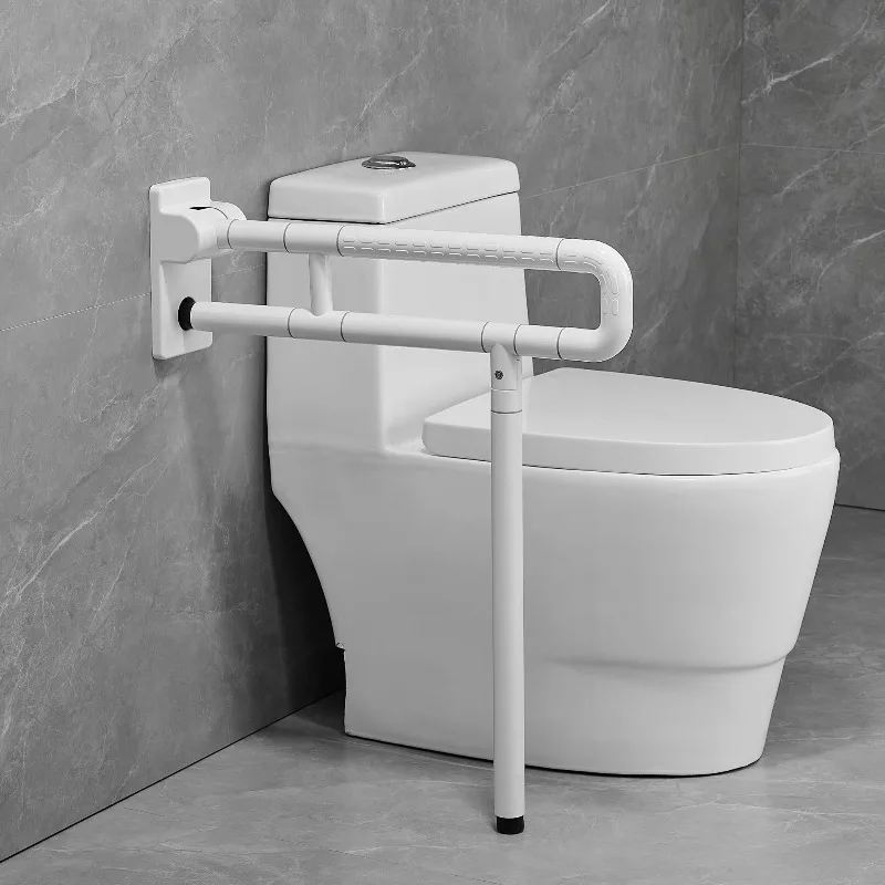 24.4 Inch Foldable Toilet Grab Bar With Textured Grip  Handicap Safety Rails With Leg  for Elderly