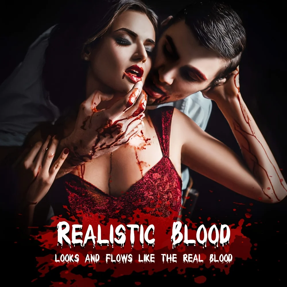 Halloween Washable Fake Blood Spray, Realistic Wound & Battle Damage Makeup, Simulated Plasma for Vampire Zombie Cosplay Face Co