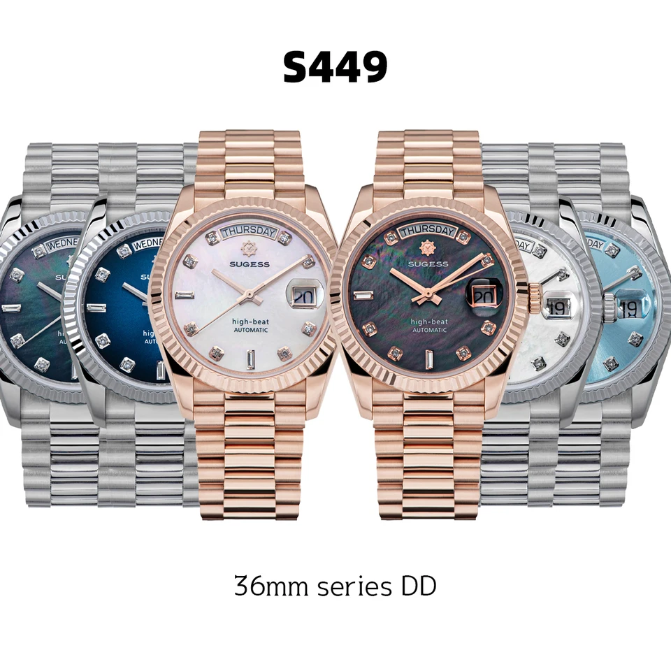 Sugess メンズ腕時計 36mm 日付表示 自動巻き レトロ 機械式腕時計
