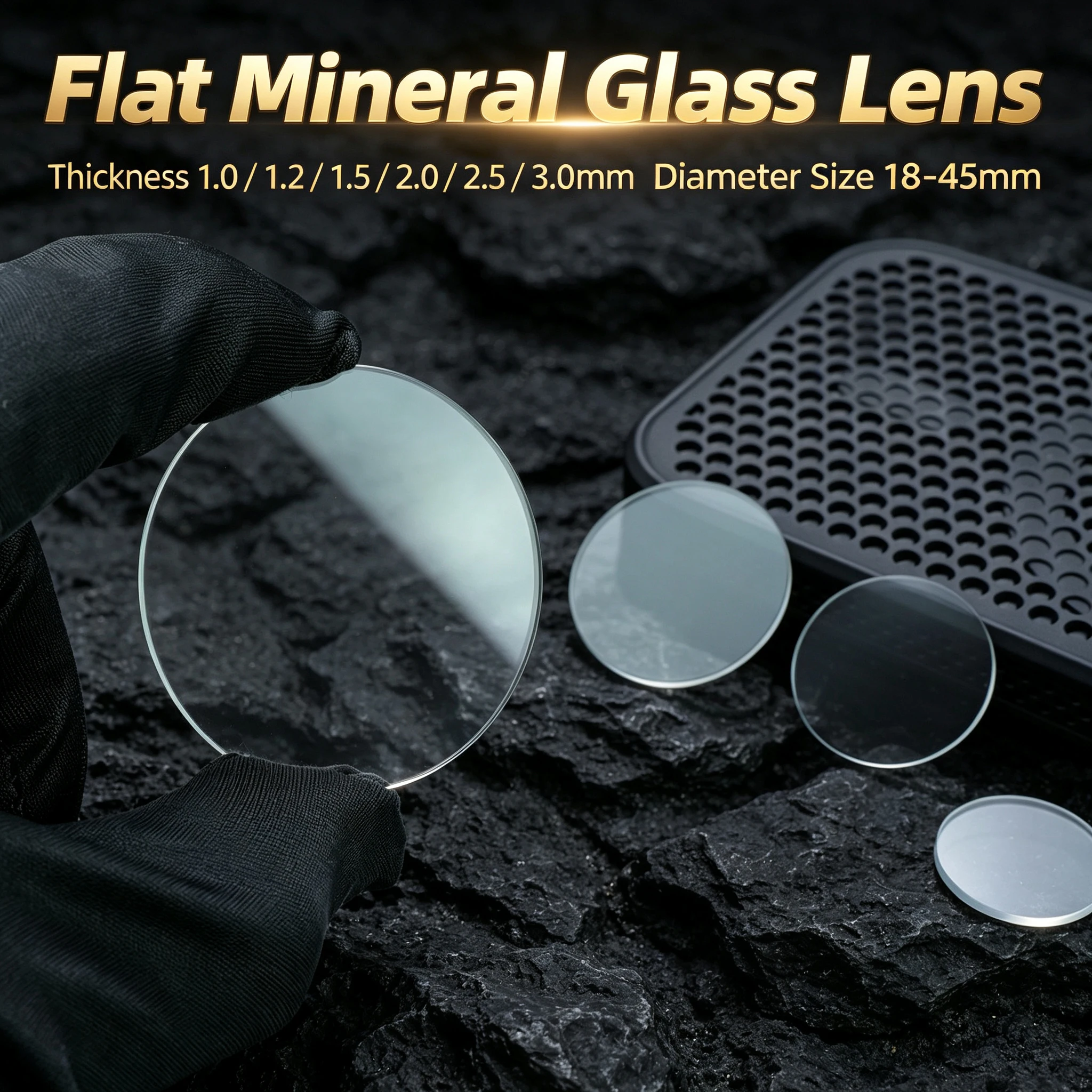 Single Dome Mineral Glass Thick 1.2/1.5/2.0mm, Diameter 26- 42.5mm Transparent Crystal Glass Watch Parts Whole set wholesale