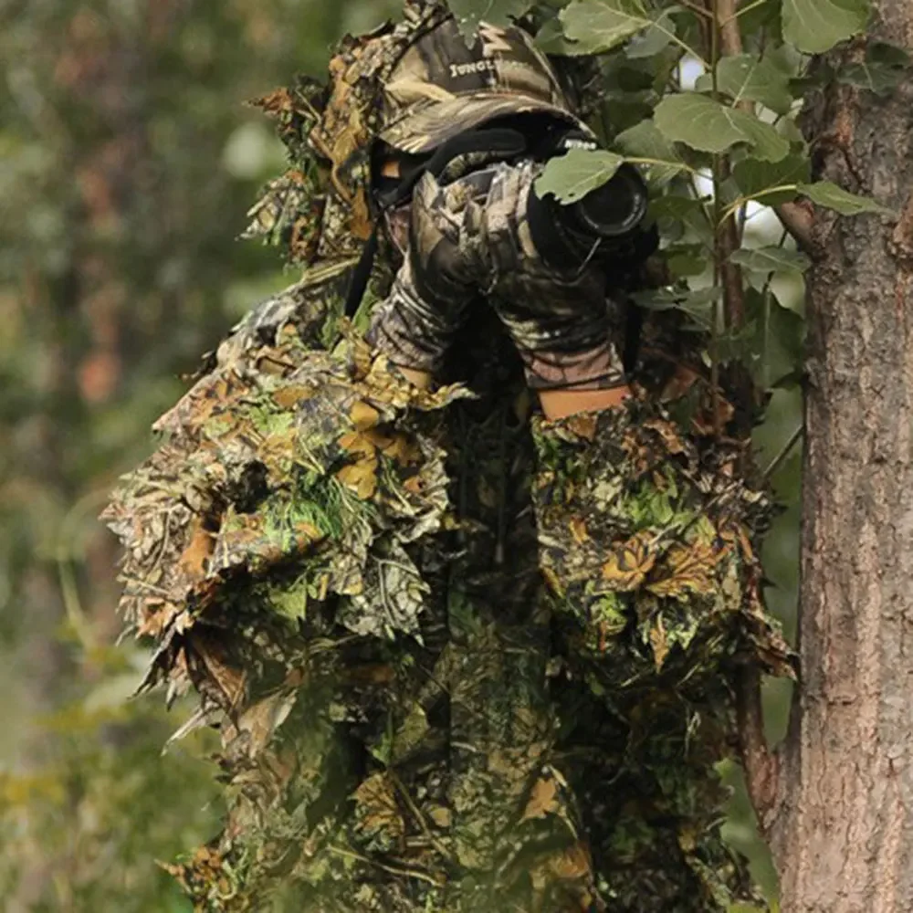 

Hunting Ghillie Suit 3D Camo Bionic Leaf Camouflage Jungle Woodland Birdwatching Poncho Manteau Hunting Clothing Durable