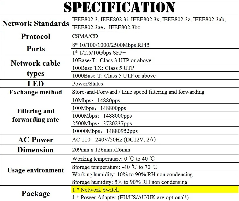 Porty RJ45 8*2500 Mb/s, Port 1/2.5/10GB/s +, włącznik Ethernet komputerów stacjonarnych 2.5 przełącznik sieci Ethernet gigabitowych, TL-SH1008 zastąpić