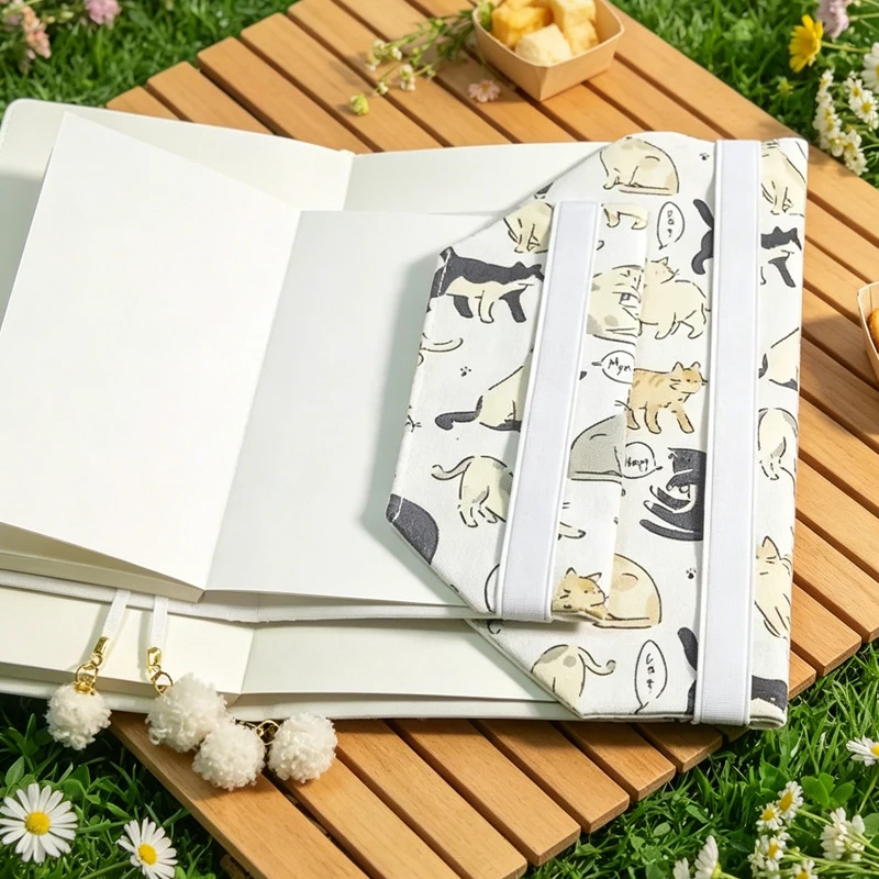 A5 A6 Cartoon Little Flower Cat Notebook Cover Planner Case Cover Protective Shell Journal Cover Protector Office Stationery